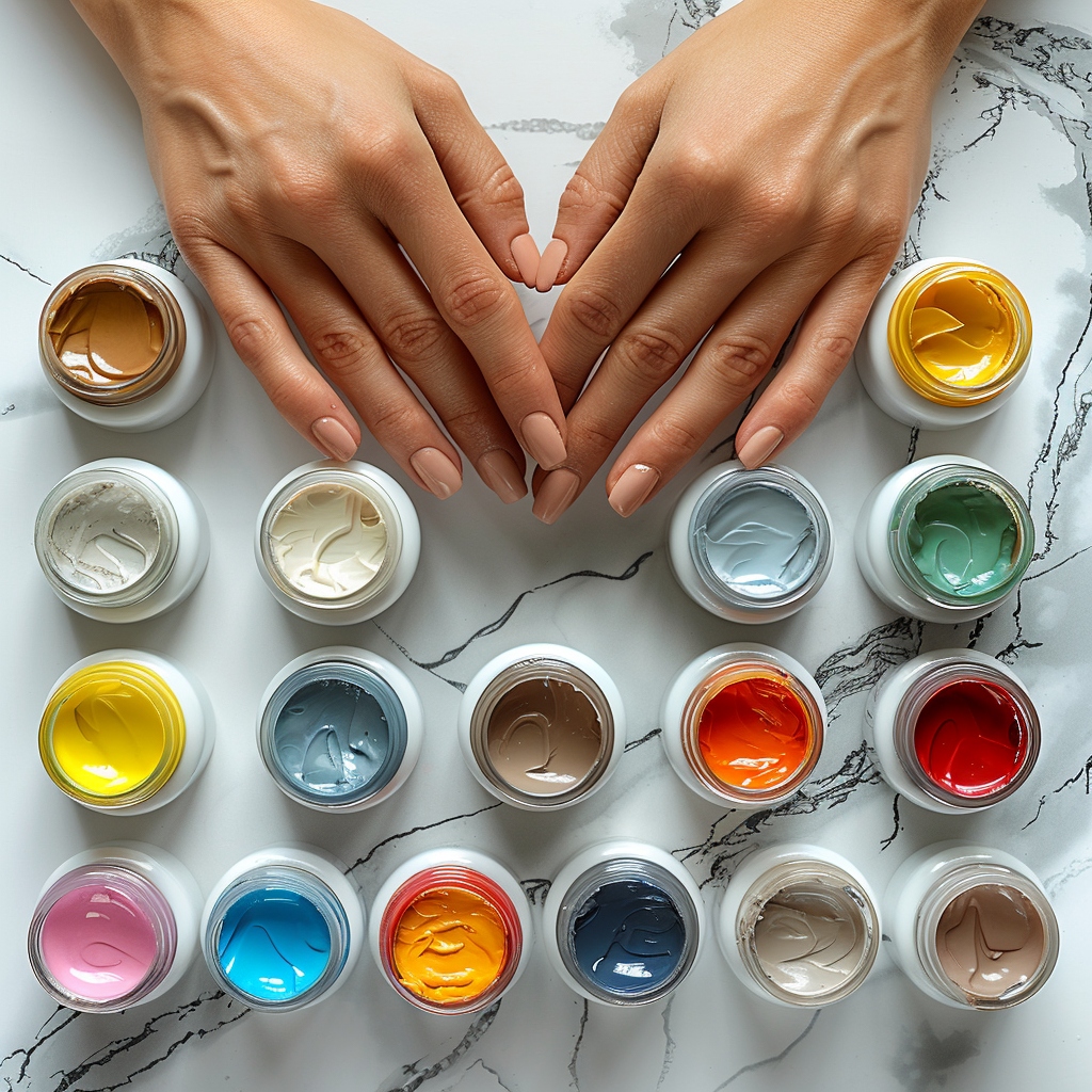 Préparation des ongles et sélection des couleurs